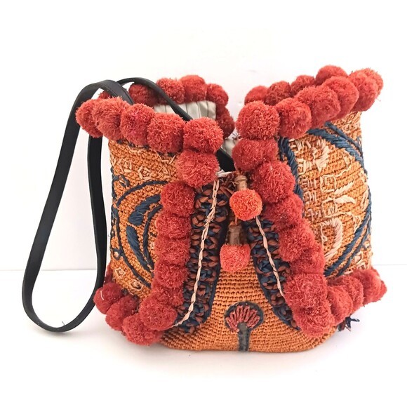 Jamin Puech Handbags - Bohemian Orange and Red Pom-Pom Shoulder Bag